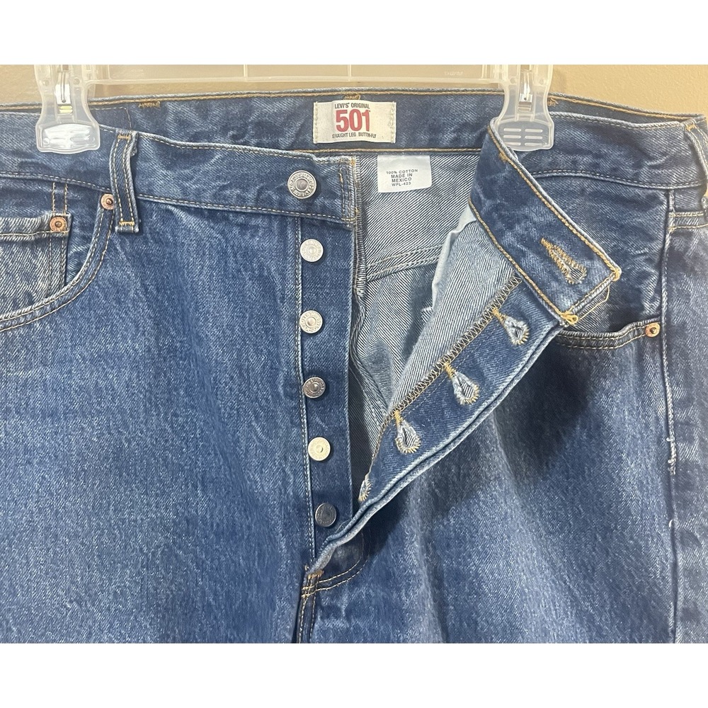VTG Y2K 2009 Levis 501 Jeans Men 38x31‎ Rigid Indigo Shrink to Fit Raw Mexico - Picture 4 of 11
